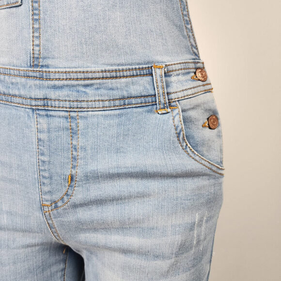 Ci Sono Light Wash Distressed Denim Overalls Size S - Picture 3 of 10